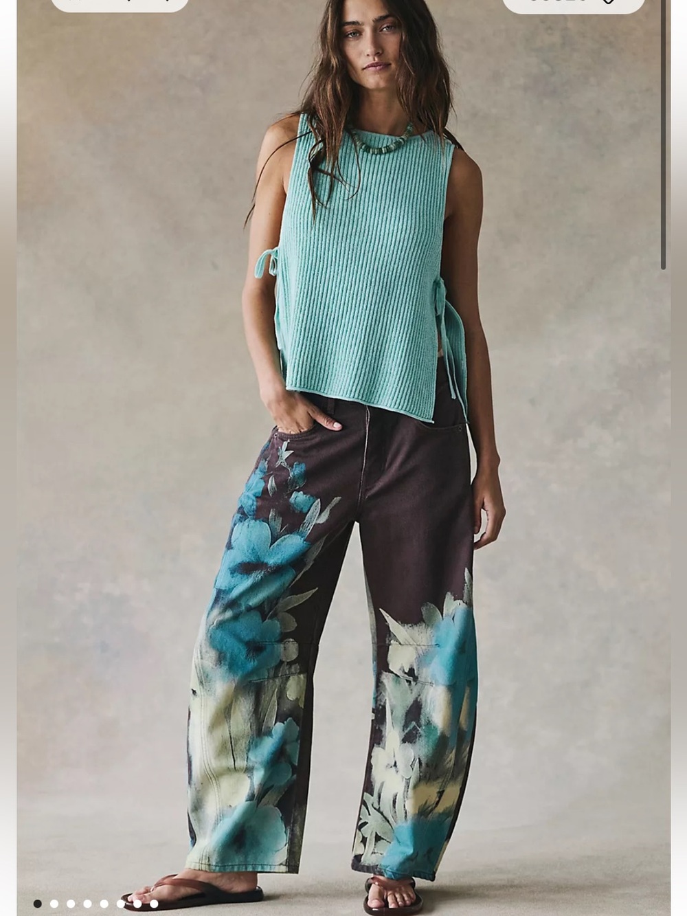 We the Free Good Luck Printed Barrel Jeans